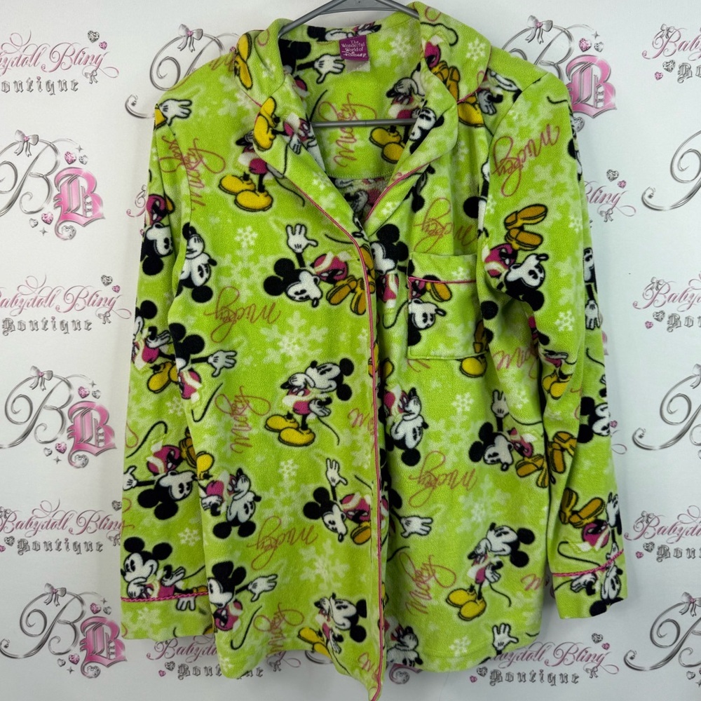 Disney button up fleece Mickey Mouse Lime Green Fleece with Character Design